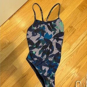 Jolyn Clothing Blue and Purple Leaf Swimsuit